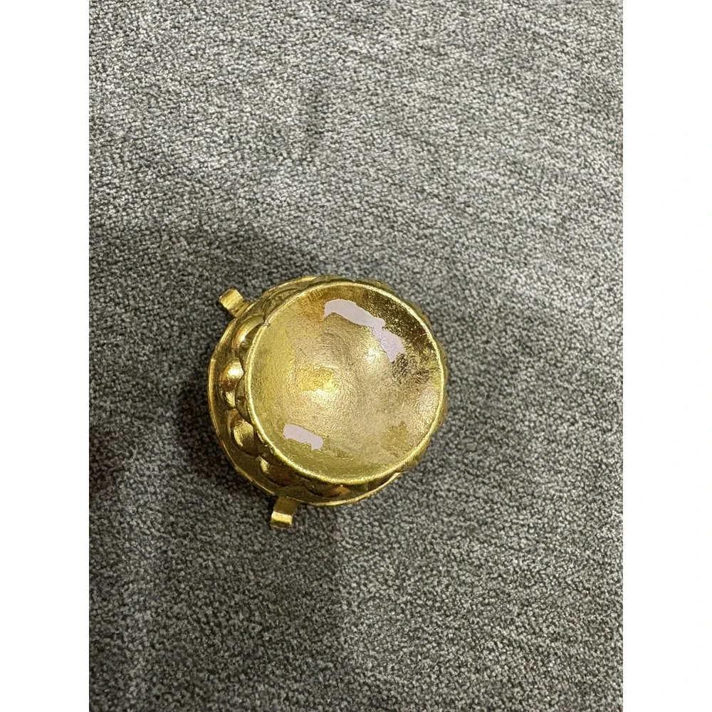 Jewelry Box Trinket Pink Gold Tone Band Pedestal Hanging Fake Crystals 5